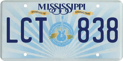 MS license plate LCT838