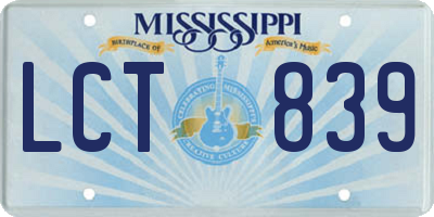 MS license plate LCT839