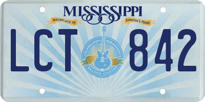 MS license plate LCT842