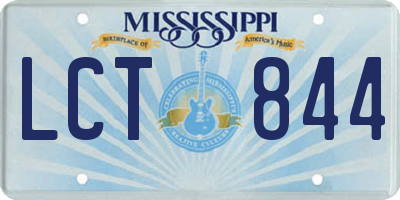 MS license plate LCT844