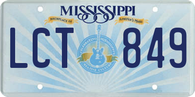 MS license plate LCT849