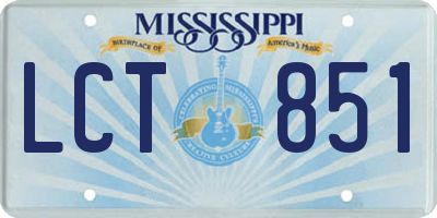 MS license plate LCT851