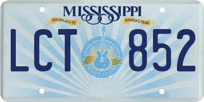 MS license plate LCT852
