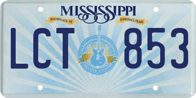 MS license plate LCT853