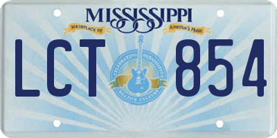 MS license plate LCT854