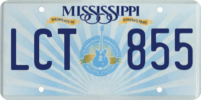 MS license plate LCT855