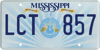 MS license plate LCT857