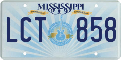 MS license plate LCT858