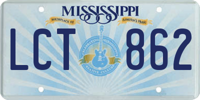 MS license plate LCT862