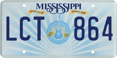 MS license plate LCT864
