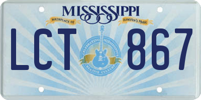 MS license plate LCT867