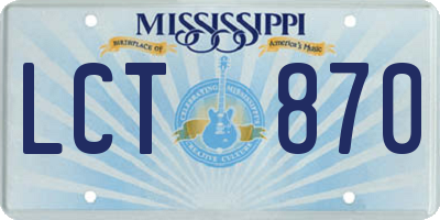 MS license plate LCT870