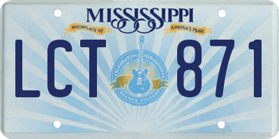 MS license plate LCT871