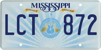 MS license plate LCT872