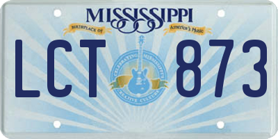 MS license plate LCT873