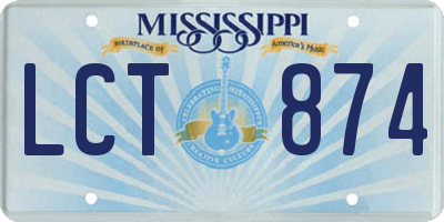 MS license plate LCT874