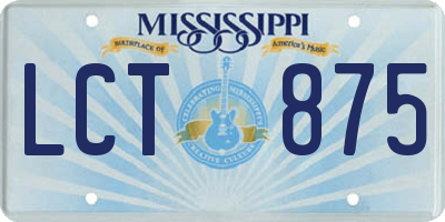 MS license plate LCT875