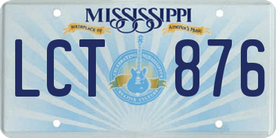 MS license plate LCT876
