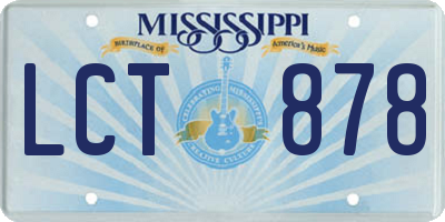 MS license plate LCT878