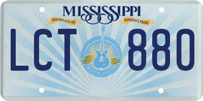 MS license plate LCT880