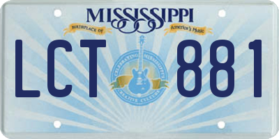 MS license plate LCT881