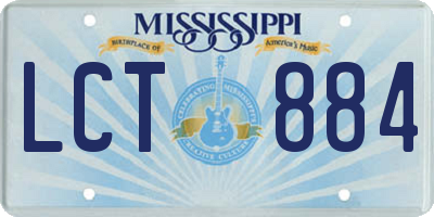 MS license plate LCT884