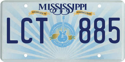 MS license plate LCT885