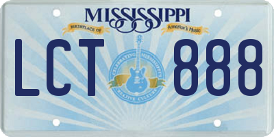 MS license plate LCT888