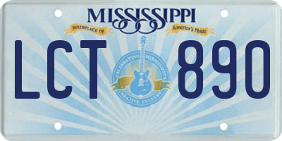 MS license plate LCT890