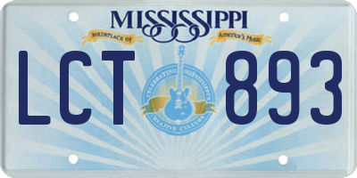 MS license plate LCT893