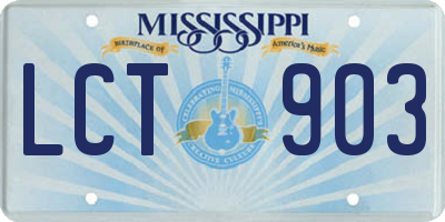 MS license plate LCT903