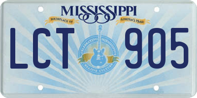 MS license plate LCT905