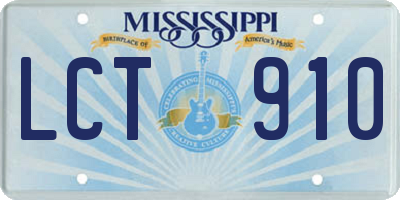 MS license plate LCT910