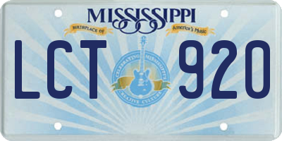 MS license plate LCT920