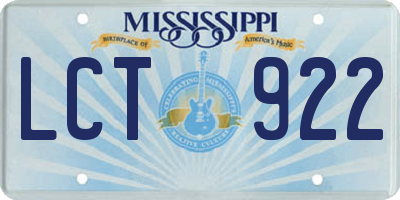 MS license plate LCT922