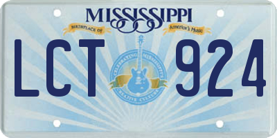 MS license plate LCT924