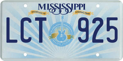 MS license plate LCT925