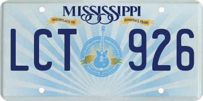 MS license plate LCT926