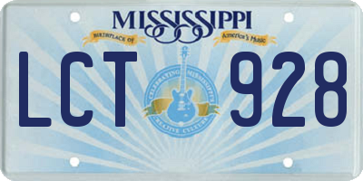 MS license plate LCT928
