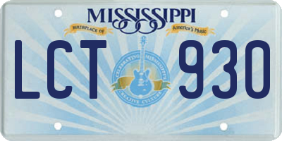 MS license plate LCT930