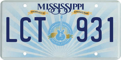 MS license plate LCT931