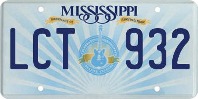 MS license plate LCT932