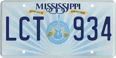 MS license plate LCT934