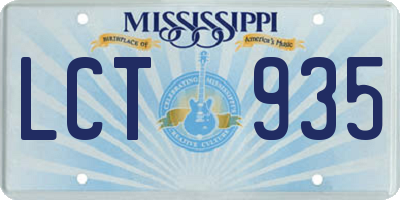 MS license plate LCT935