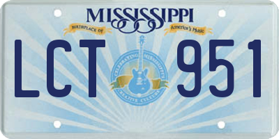 MS license plate LCT951