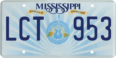 MS license plate LCT953