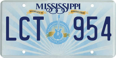 MS license plate LCT954