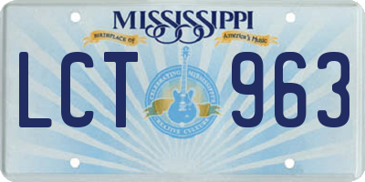 MS license plate LCT963