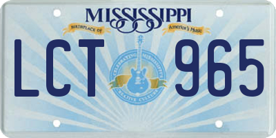 MS license plate LCT965