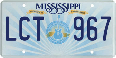 MS license plate LCT967